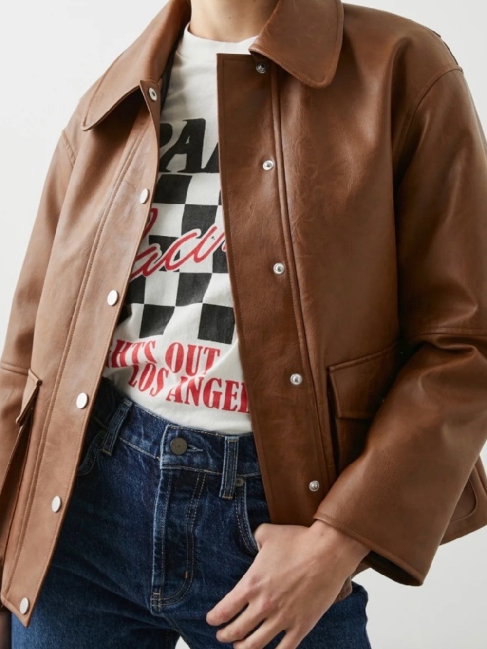 Rails Faux Leather “The Mathis Jacket” in Color Russet Size M